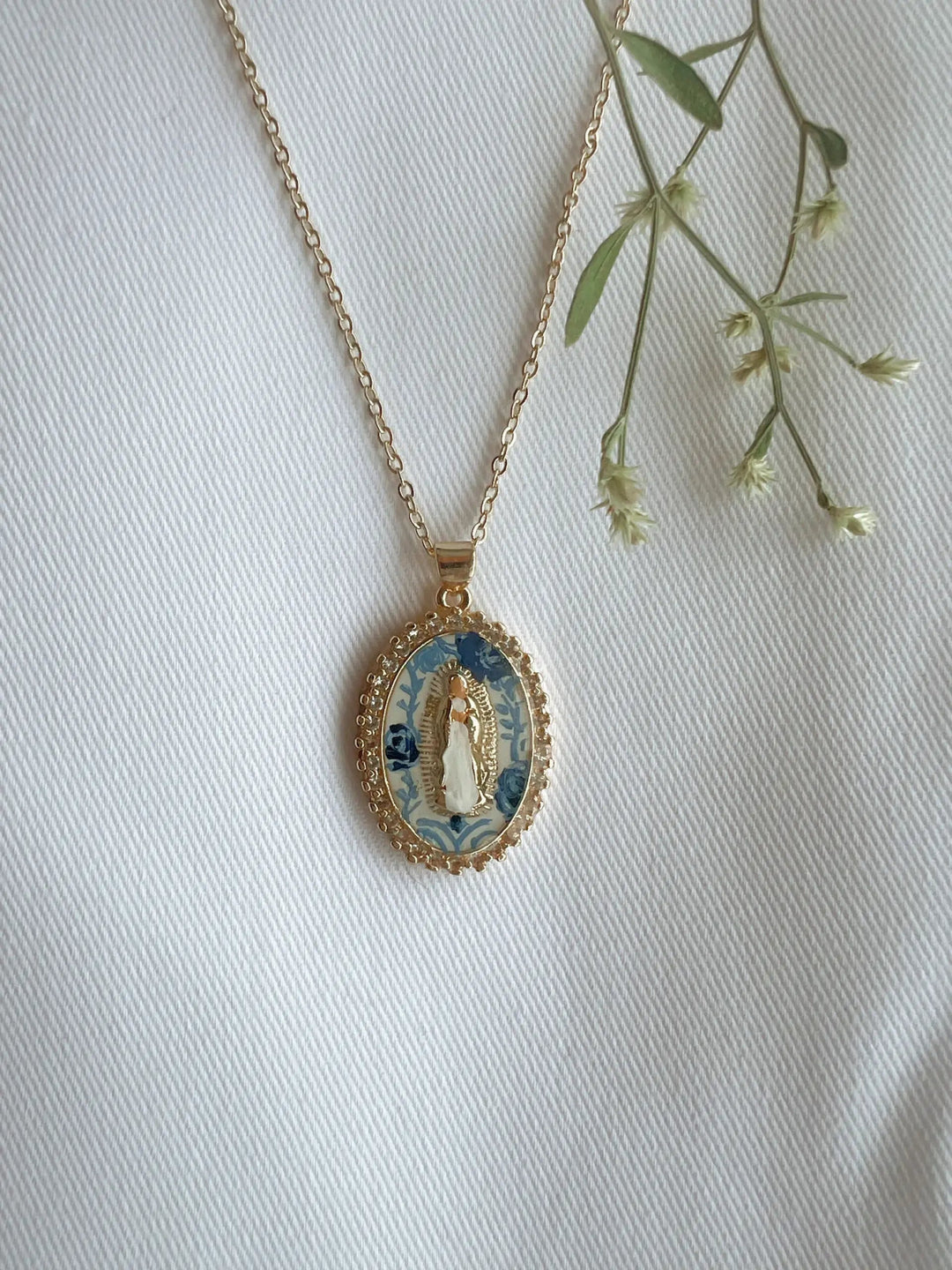 Mary in Blue China Necklace - Something Splendid Co.