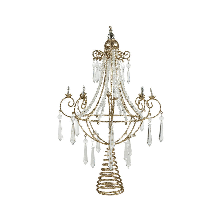 Metal Chandelier Tree Topper with Acrylic Crystals & Glitter - Something Splendid Co.