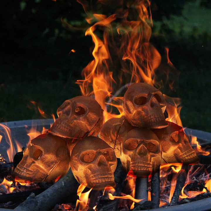 Metal Fireproof Fire Pit Skulls | Set of 8 | Halloween, Fall - Something Splendid Co.