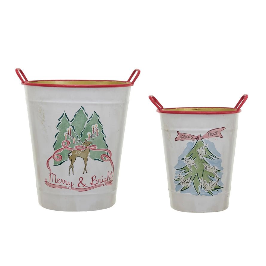 Metal Holiday Buckets w/ Handles - Something Splendid Co.