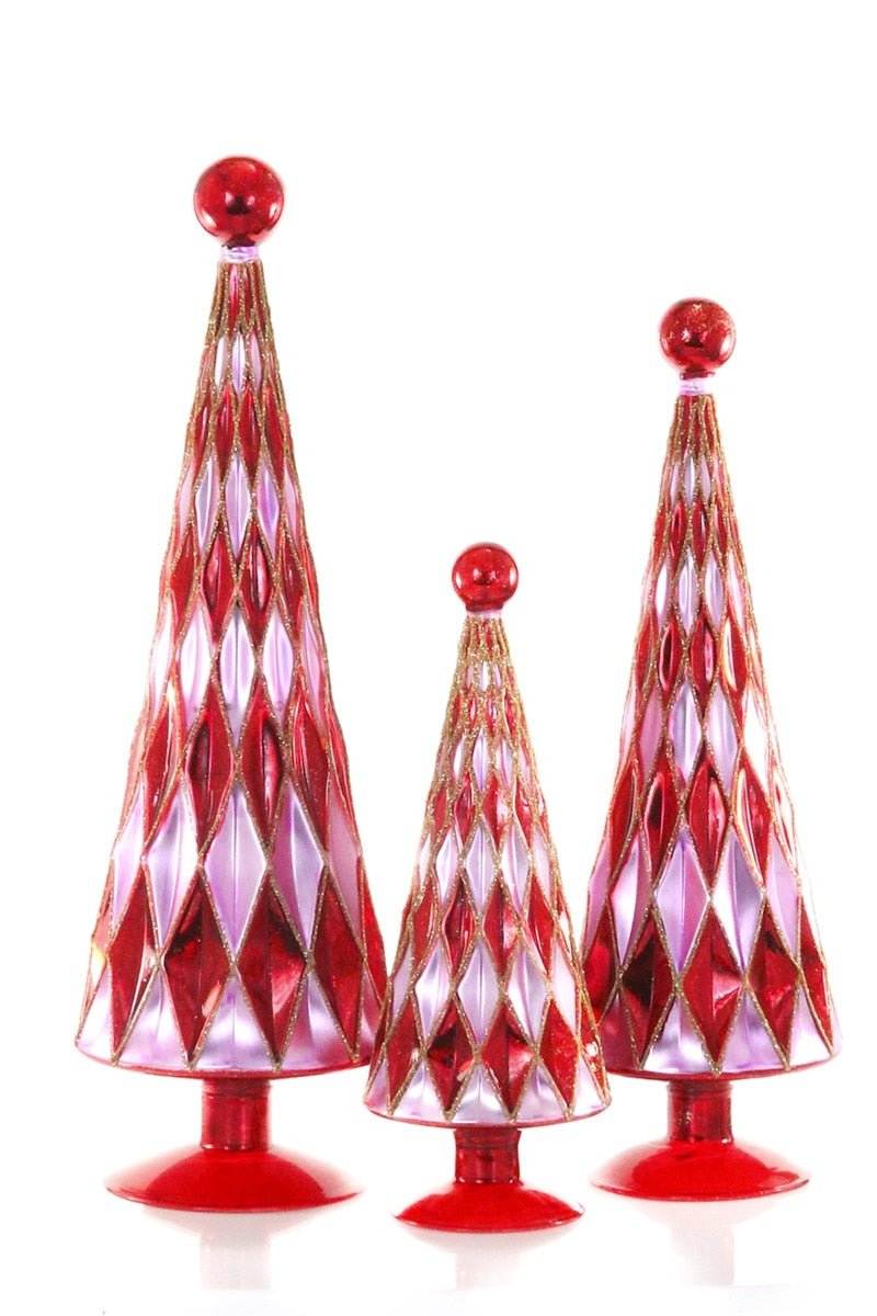 Mid Century Diamond Trees - Red Lilac, Set of 3 - Something Splendid Co.