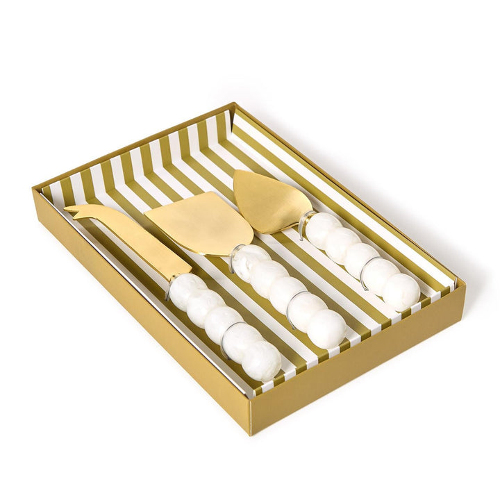 Modern Pop White Beaded Cheese Knives - Set of 3 - Something Splendid Co.