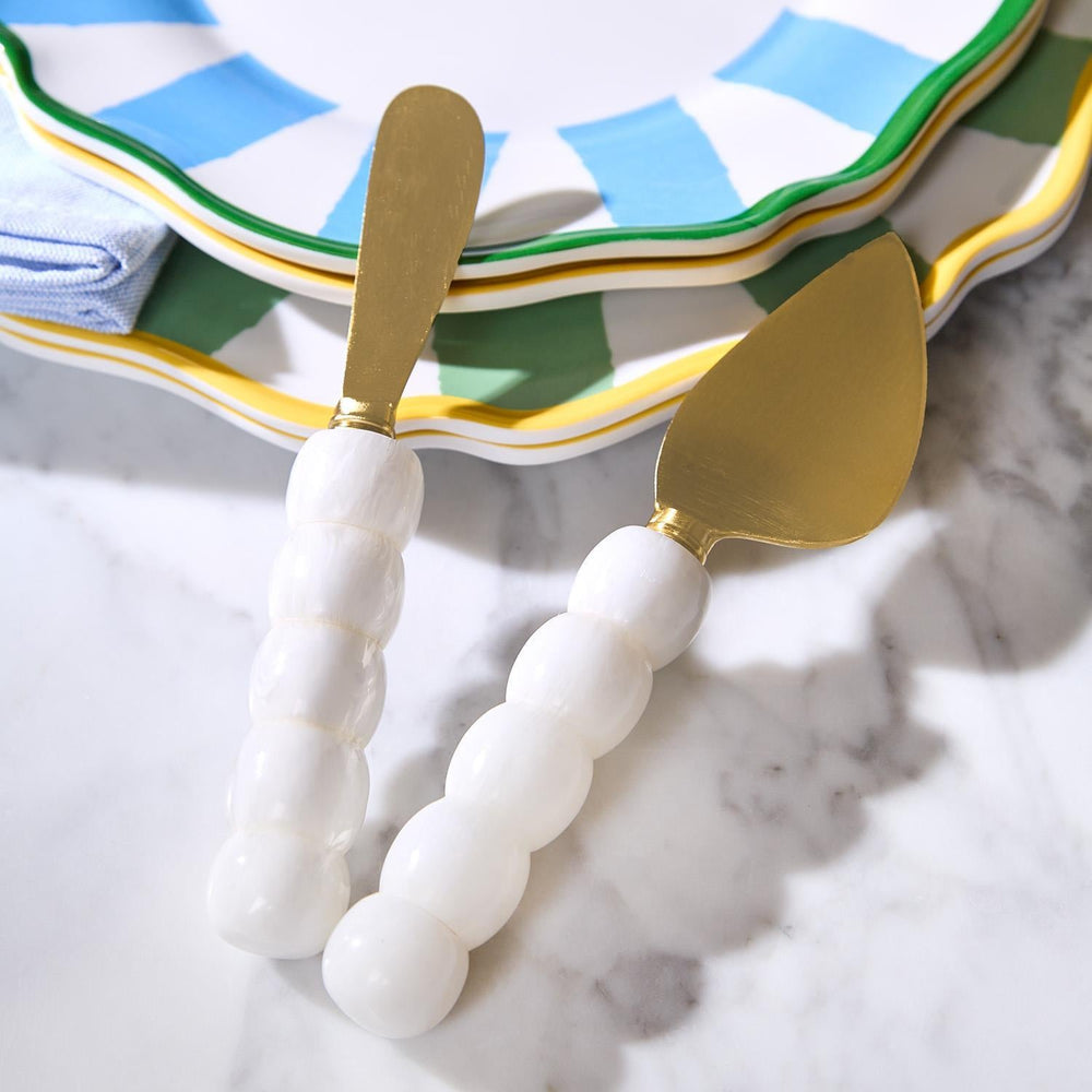 Modern Pop White Beaded Cheese Knives - Set of 3 - Something Splendid Co.