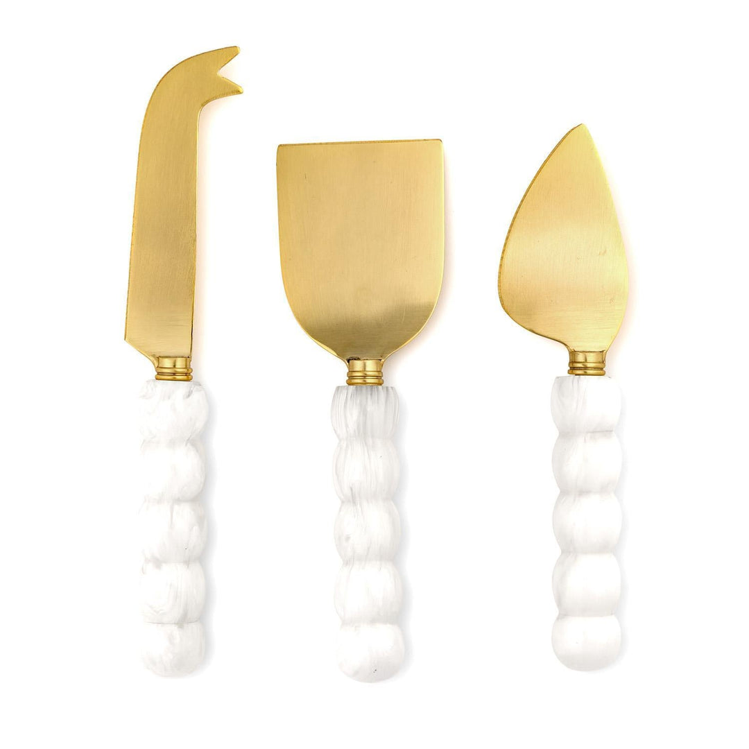 Modern Pop White Beaded Cheese Knives - Set of 3 - Something Splendid Co.