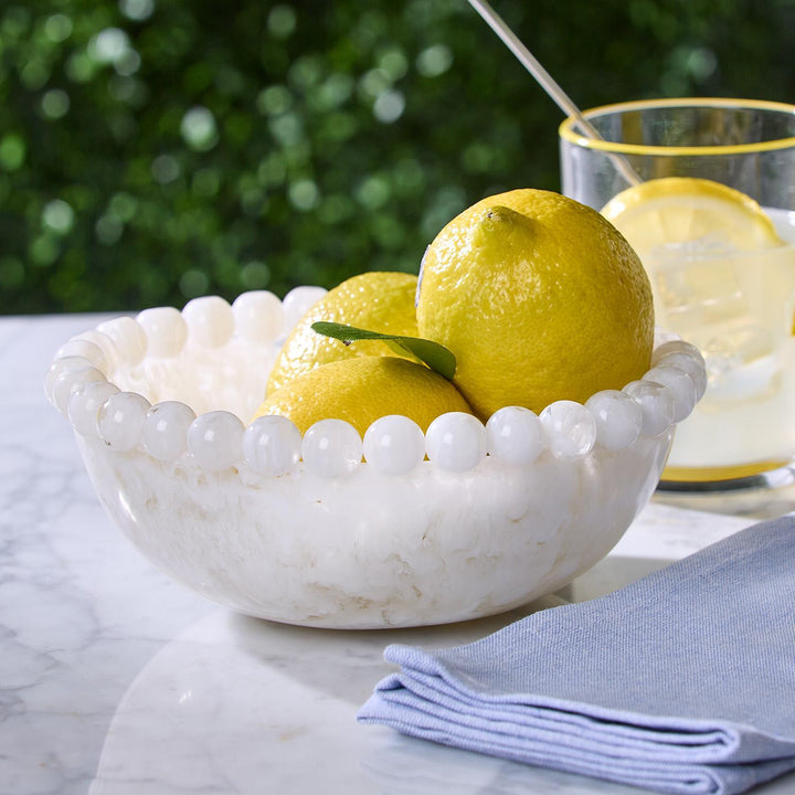 Modern Pop White Beaded Rim Bowl - Something Splendid Co.