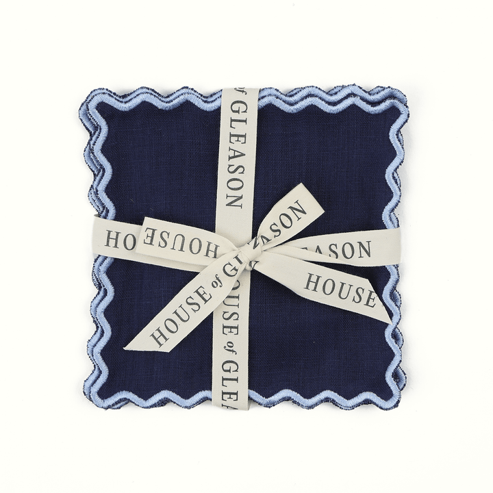 Navy Linen Square Cocktail Napkins - Set of 4 - Something Splendid Co.