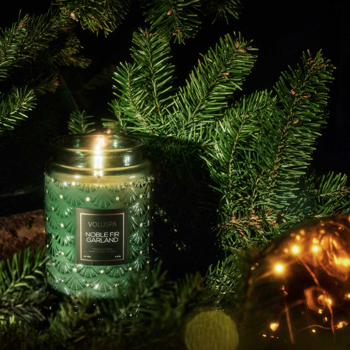 Noble Fir Garland 18oz Large Jar Candle - Something Splendid Co.