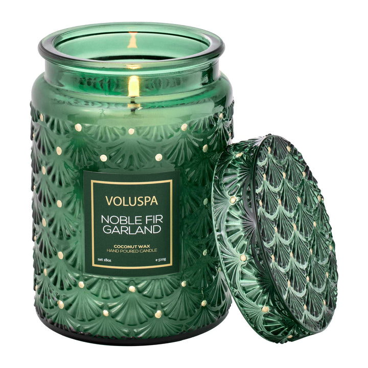 Noble Fir Garland 18oz Large Jar Candle - Something Splendid Co.