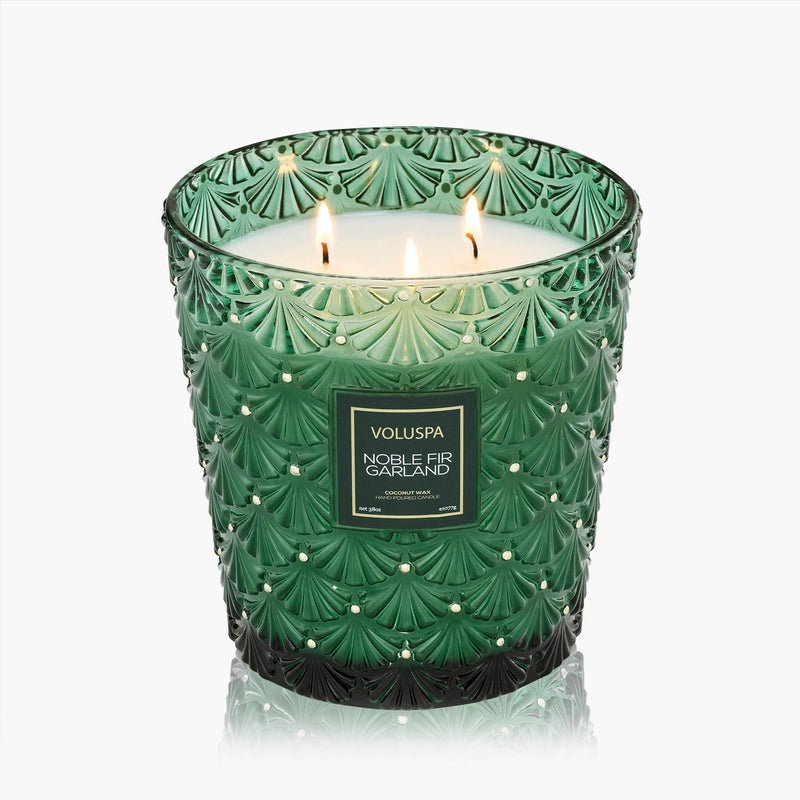 Noble Fir Garland 3 Wick Hearth Candle - Something Splendid Co.