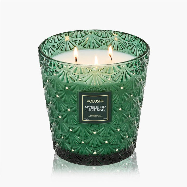 Noble Fir Garland 3 Wick Hearth Candle - Something Splendid Co.