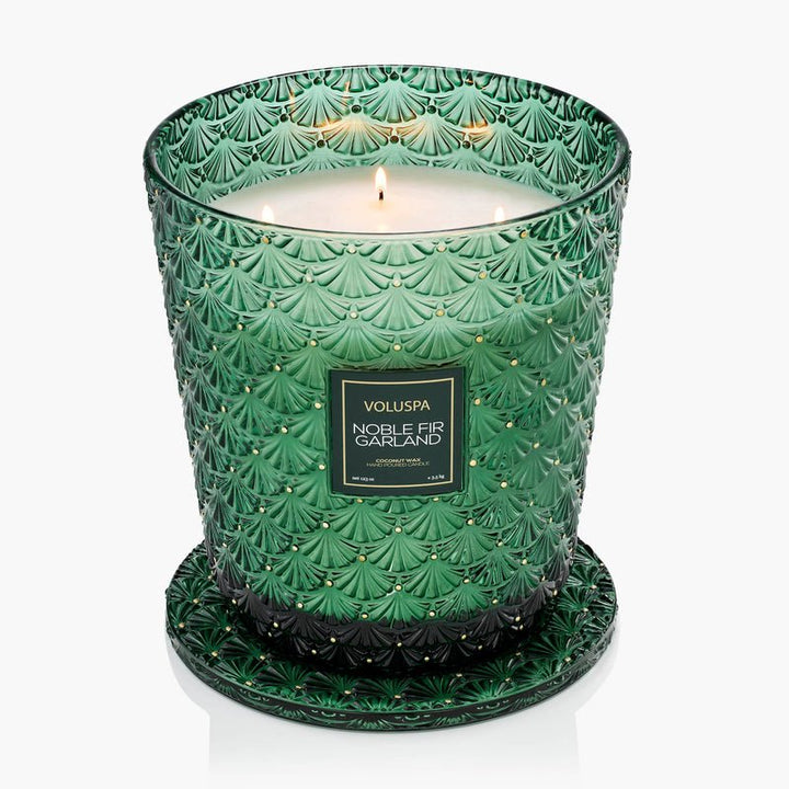 Noble Fir Garland 5 Wick Hearth Candle - Something Splendid Co.