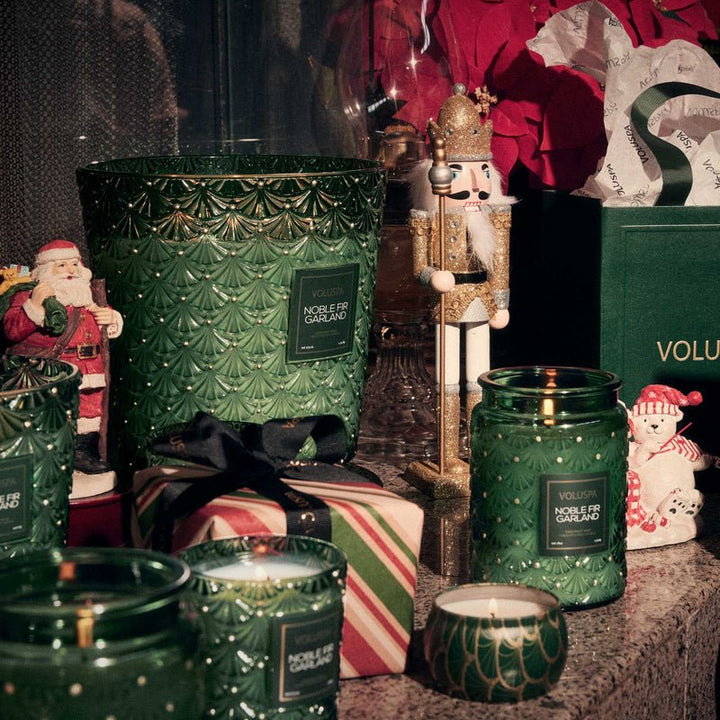 Noble Fir Garland 5 Wick Hearth Candle - Something Splendid Co.