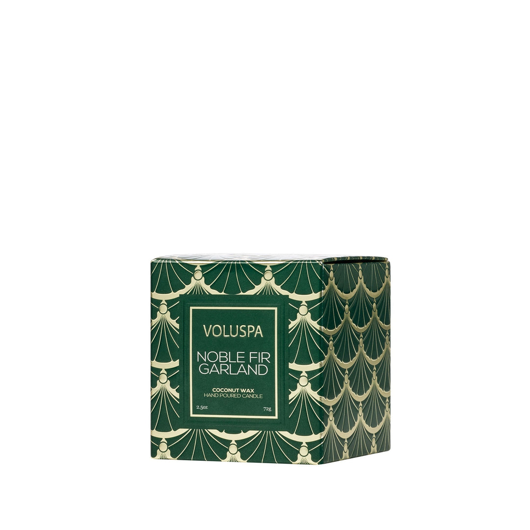 Noble Fir Garland Boxed Pedestal Candle - Something Splendid Co.