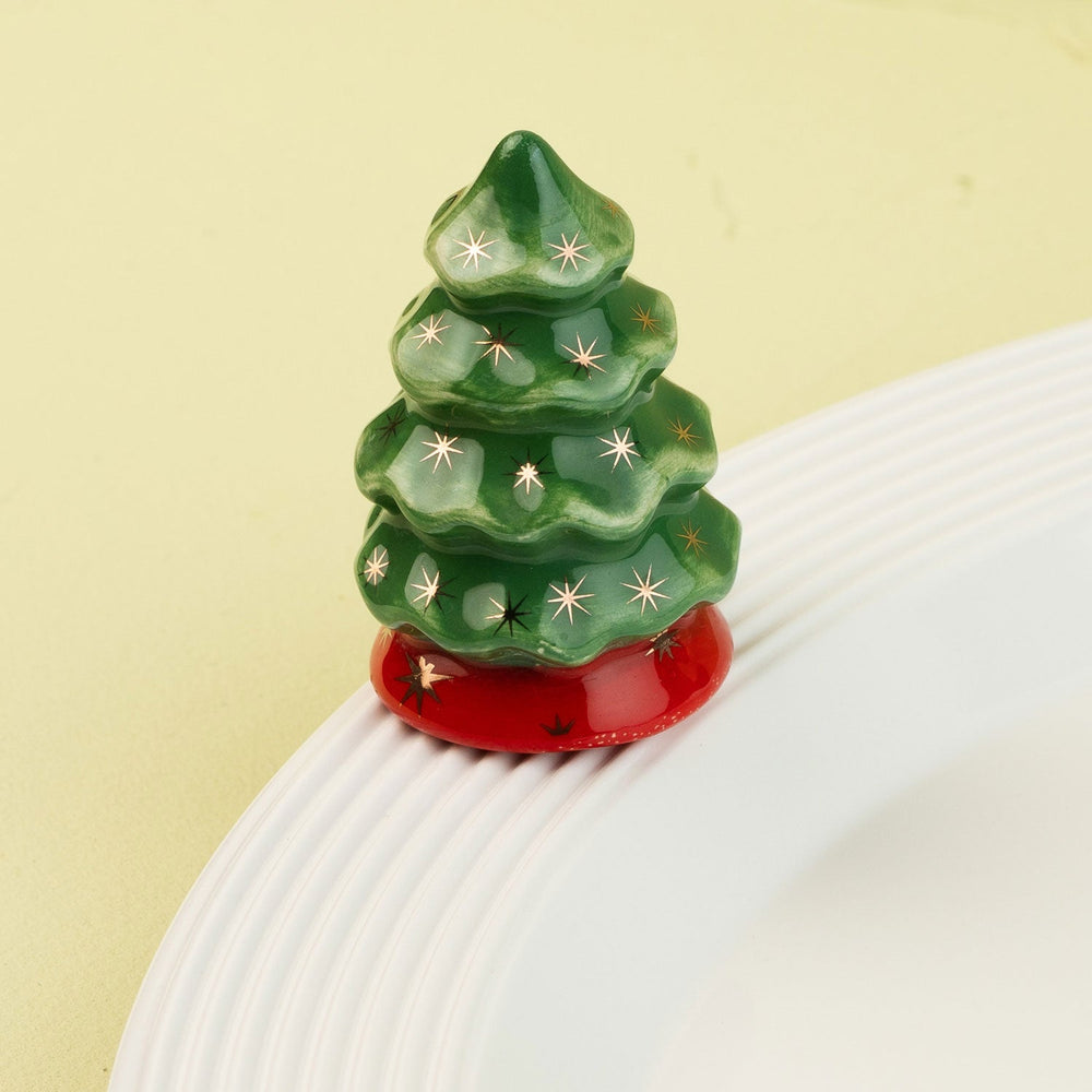 O Tannenbaum Mini by Nora Fleming — hand-painted ceramic star-studded Christmas tree (alternate view)