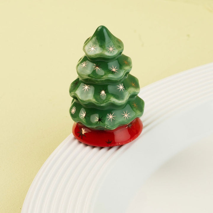 O Tannenbaum Mini by Nora Fleming — hand-painted ceramic star-studded Christmas tree (alternate view)