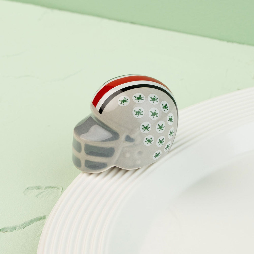 Ohio State Helmet Mini by Nora Fleming — hand-painted ceramic officially licensed Ohio State helmet (alternate view)