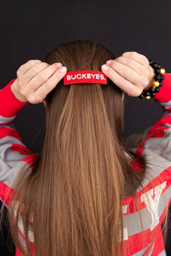 Ohio State Scarlet BUCKEYES Rectangle Barrette Clip - Something Splendid Co.