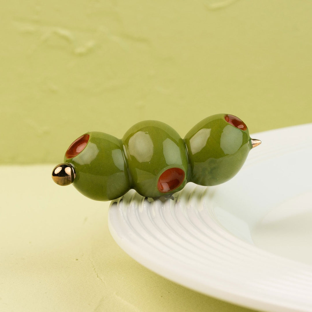 Olive You So Much Mini by Nora Fleming — hand-painted ceramic trio of gold-flecked olives
