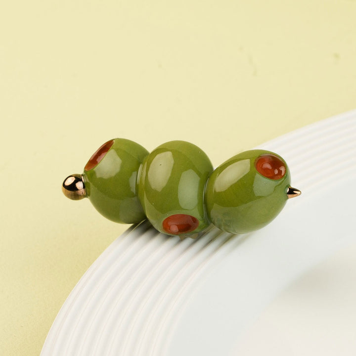 Olive You So Much Mini by Nora Fleming — hand-painted ceramic trio of gold-flecked olives (alternate view)
