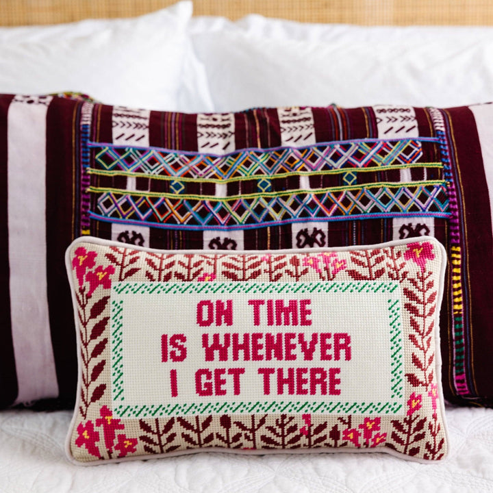 On Time Needlepoint Pillow - Something Splendid Co.