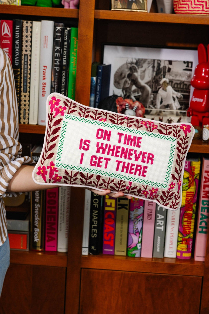 On Time Needlepoint Pillow - Something Splendid Co.