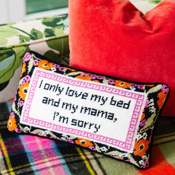 Only Love My Bed Needlepoint Pillow - Something Splendid Co.