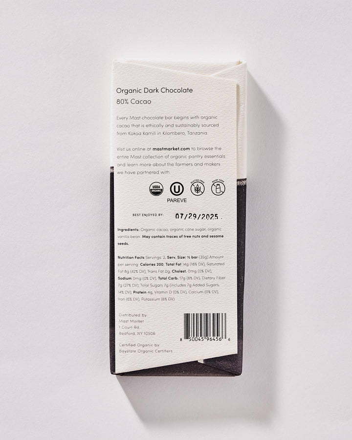 Organic Dark Chocolate 80% Cacao - Something Splendid Co.