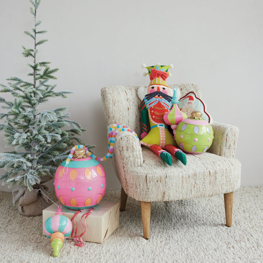 Oversized Glitter Ball Ornament, Pink, Orange and Blue - Something Splendid Co.