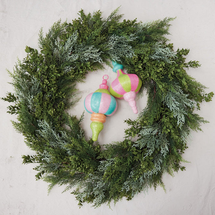 Oversized Painted Metal Ornament with Glitter, 2 Styles - Something Splendid Co.
