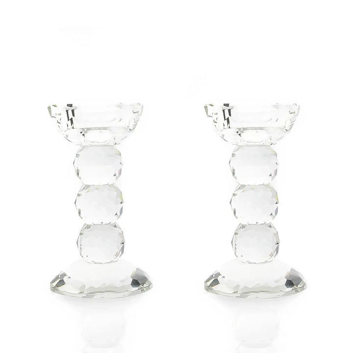 Pair of 6" Crystal Ball Candlesticks - Something Splendid Co.