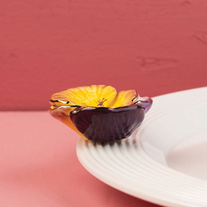 Pansy Pop Mini by Nora Fleming — hand-painted ceramic pansy in bloom (alternate view)