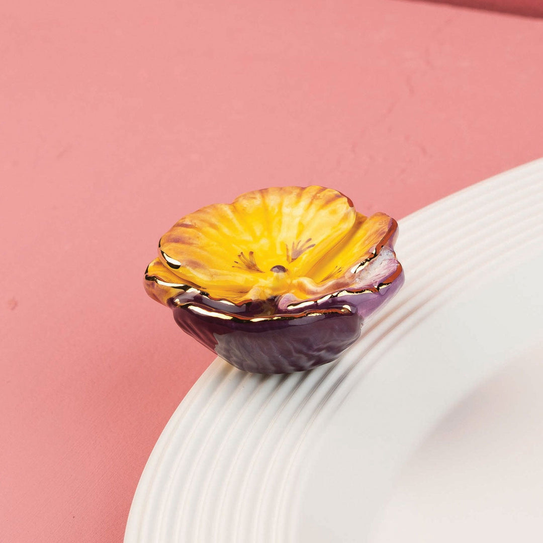 Pansy Pop Mini by Nora Fleming — hand-painted ceramic pansy in bloom