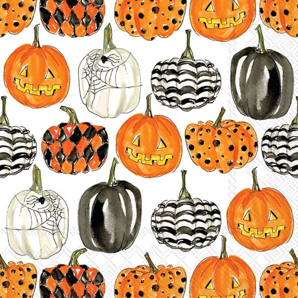 Paper Cocktail Napkin 20 Ct Pumpkin Pattern Fall Autumn - Something Splendid Co.