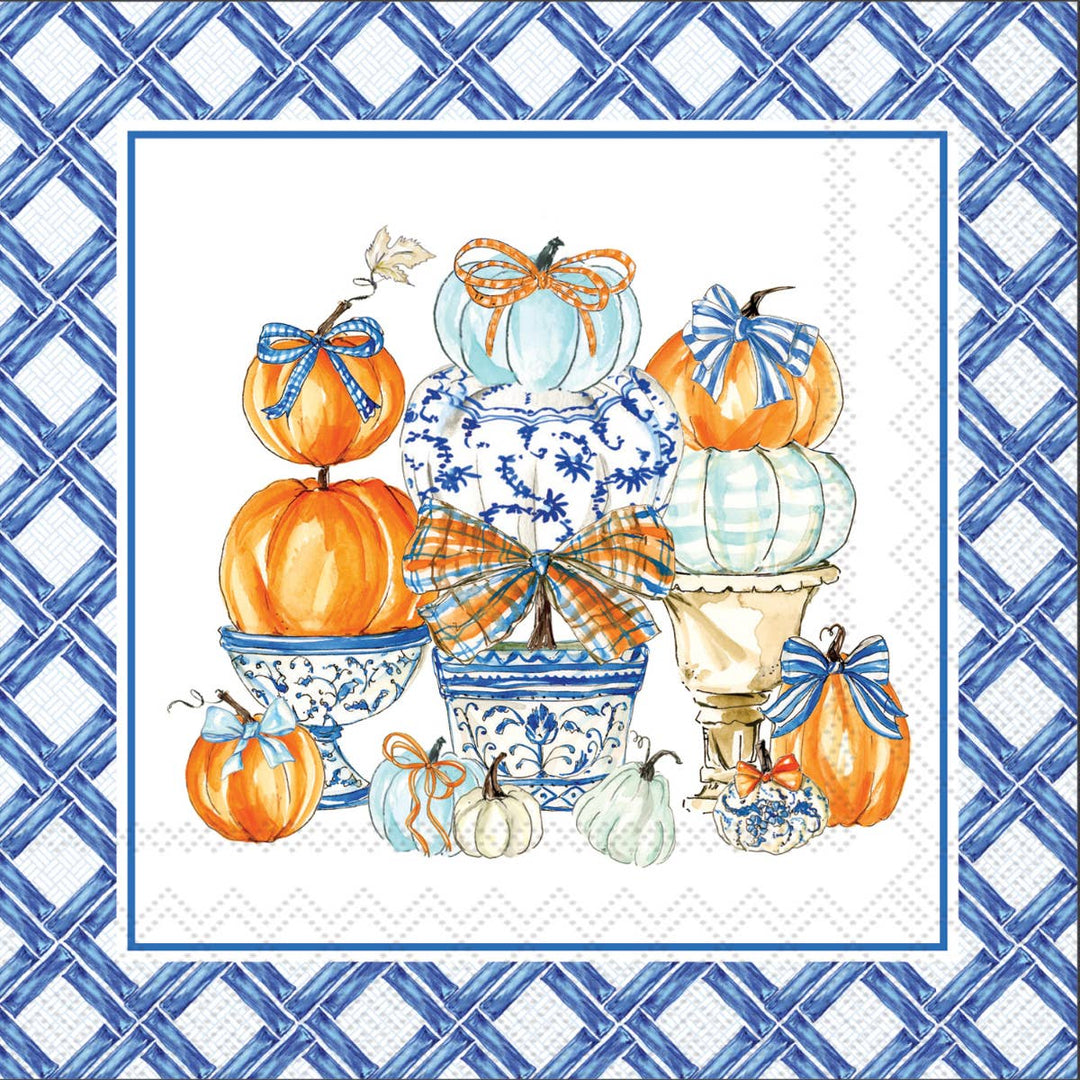 Paper Cocktail Napkin Pack of 20 Chinoiserie Pumpkin Topiary - Something Splendid Co.