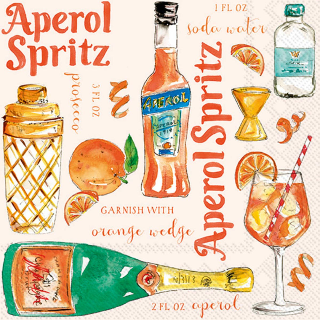 Paper Cocktail Napkins Pack of 20 Aperol Spritz - Something Splendid Co.