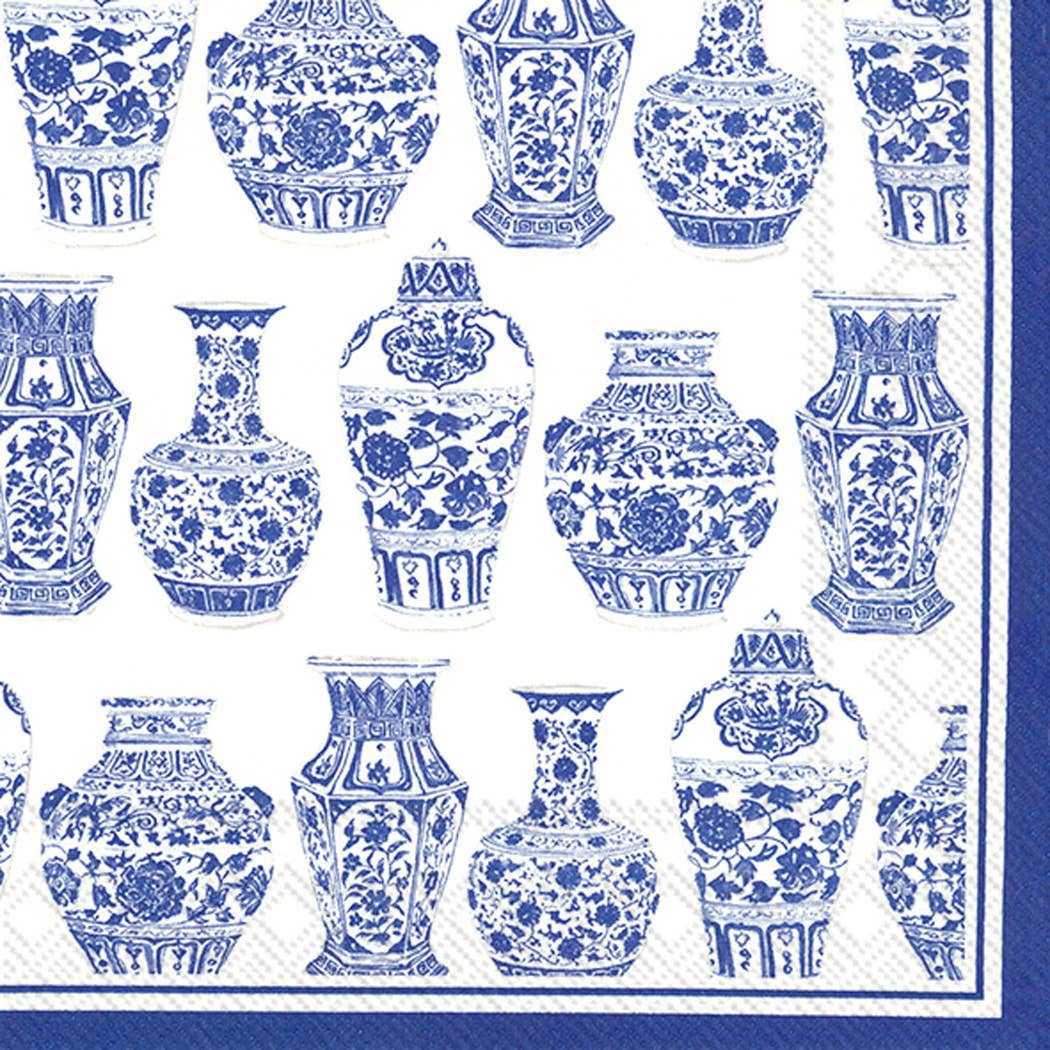 Paper Cocktail Napkins Pack of 20 Blue and White Urns - Something Splendid Co.