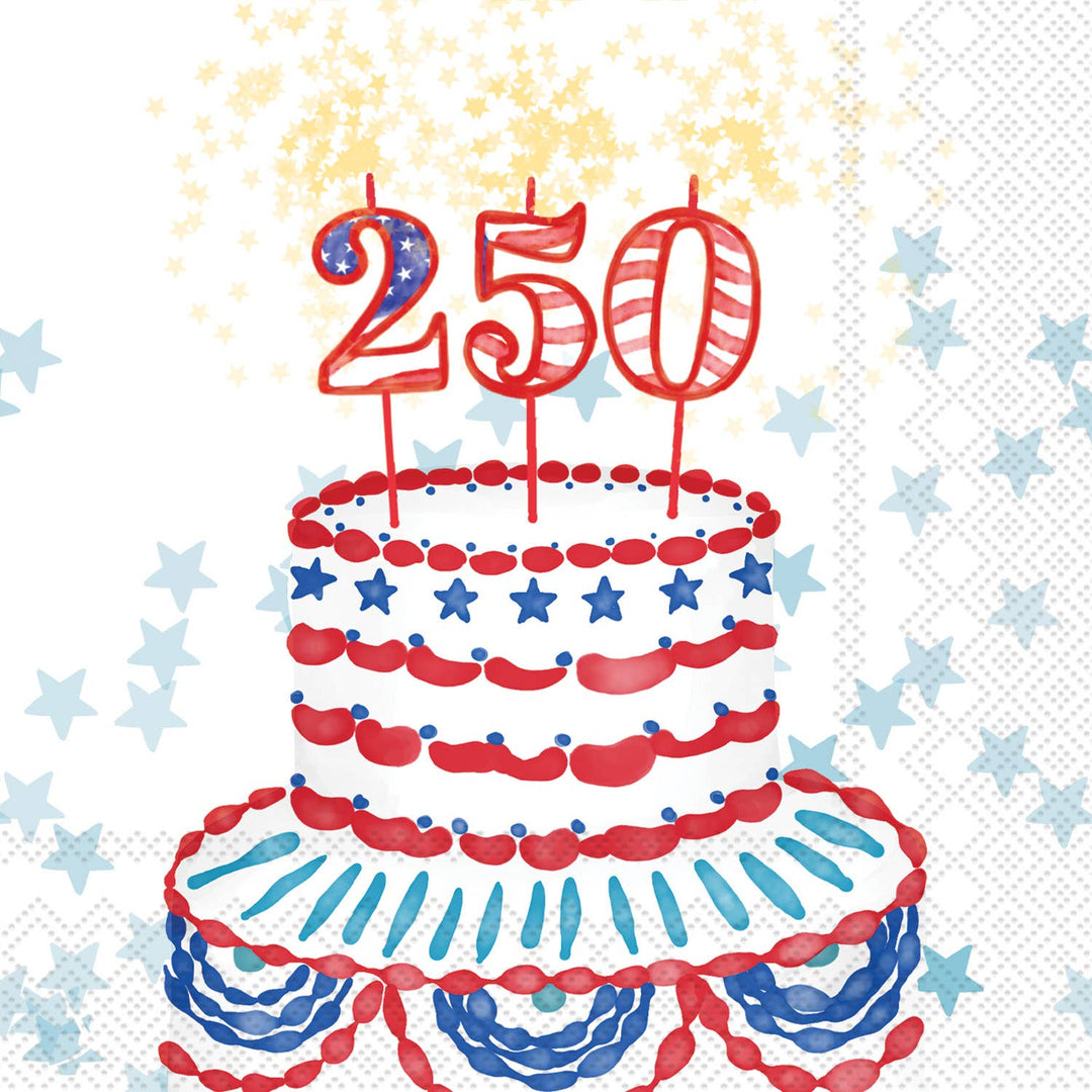 Paper Cocktail Napkins USA 250th Cake Semiquincentennial - Something Splendid Co.