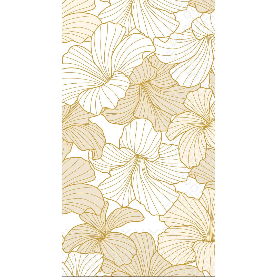 Paper Guest Towels Pack/20 White Hibiscus Gold - Something Splendid Co.