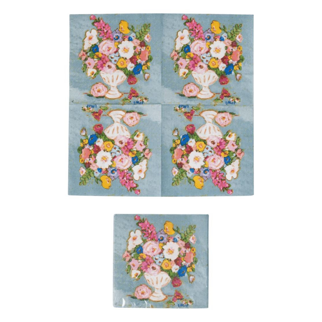 Paper Napkins with Flowers in Vase