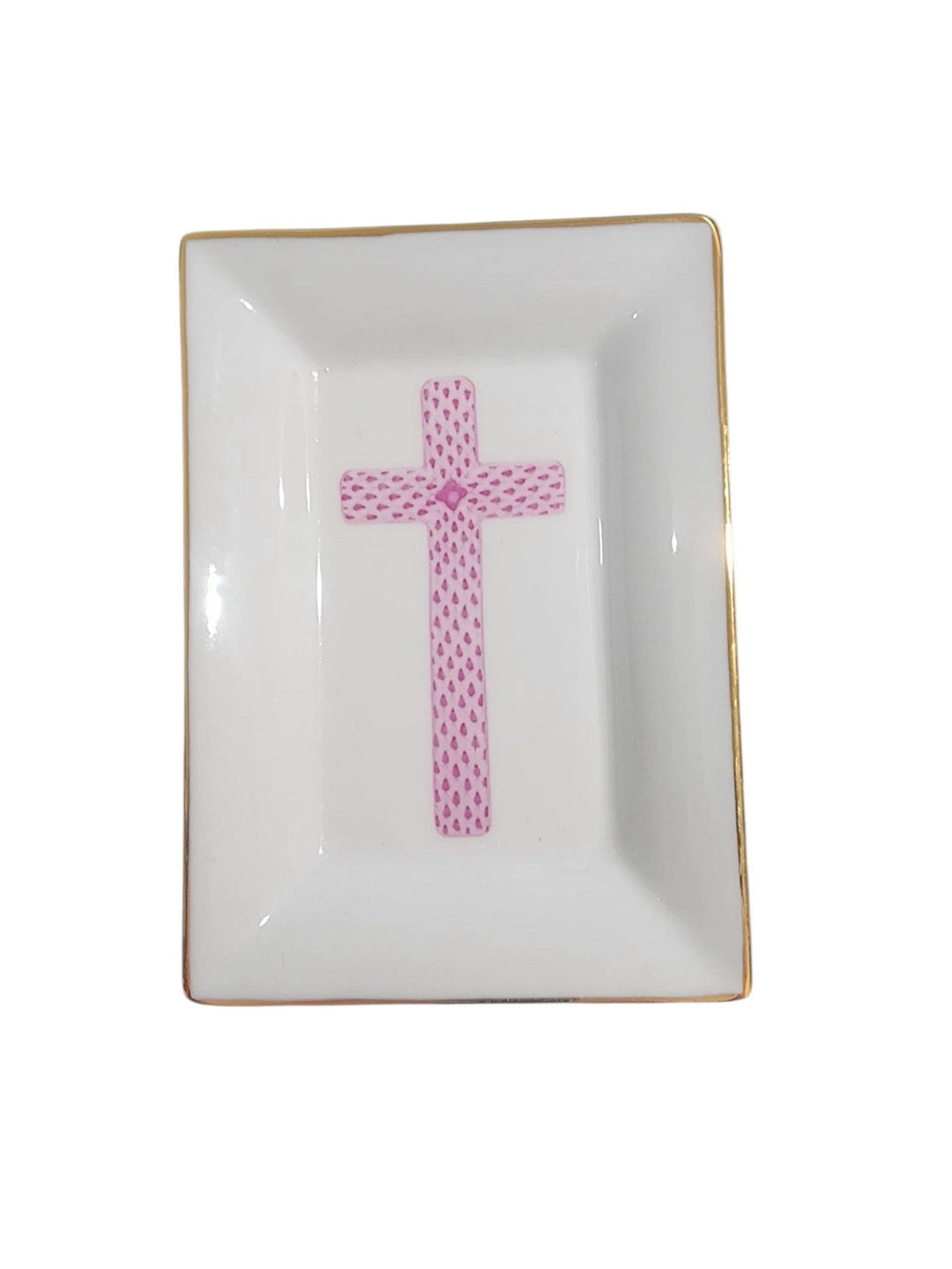Pink Cross on Porcelain trinket tray - Something Splendid Co.
