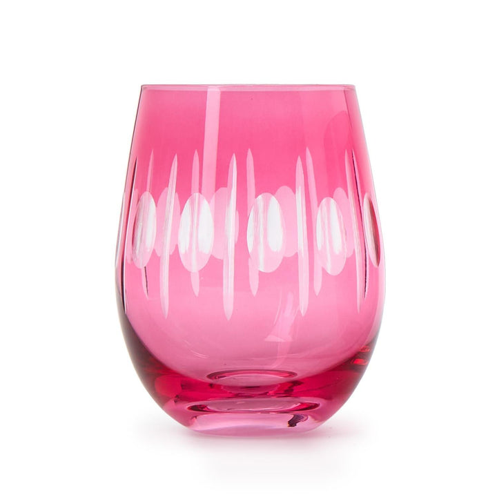 Pink Hand Engraved Stemless Wine Glasses - Set of 2 - Something Splendid Co.