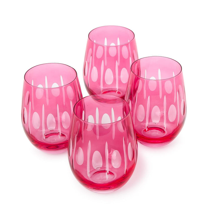 Pink Hand Engraved Stemless Wine Glasses - Set of 2 - Something Splendid Co.