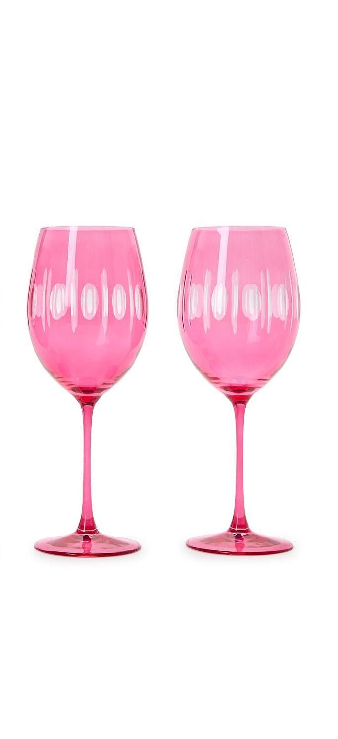 Pink Hand Engraved Stemmed Wine Glasses - Set of 2 - Something Splendid Co.