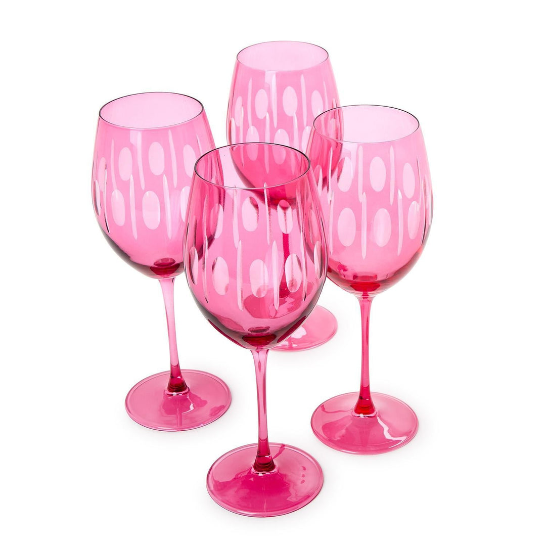 Pink Hand Engraved Stemmed Wine Glasses - Set of 2 - Something Splendid Co.