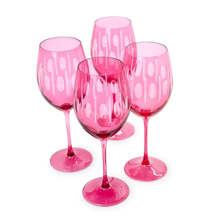 Pink Hand Engraved Stemmed Wine Glasses - Set of 2 - Something Splendid Co.
