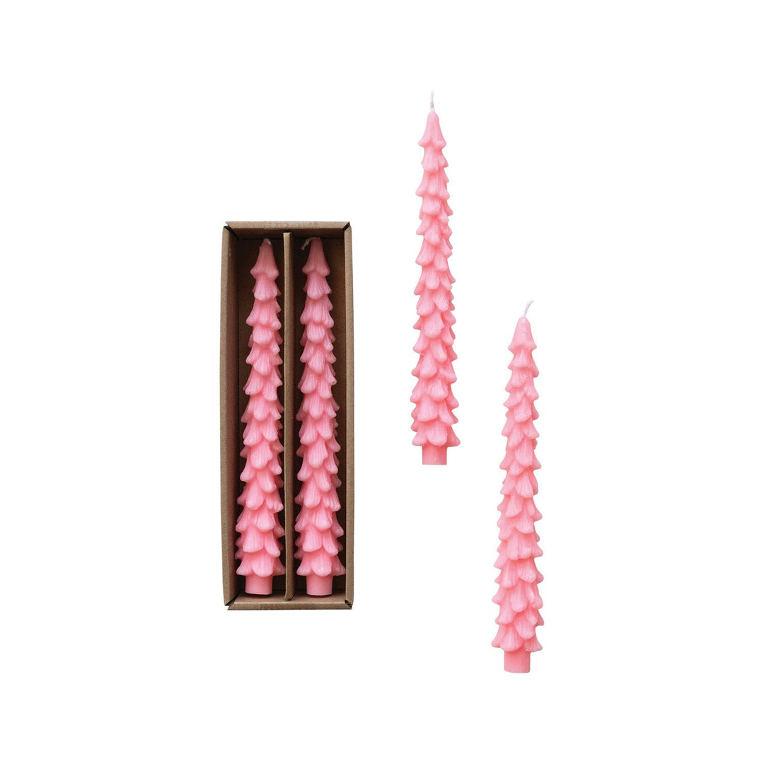 Pink Tree Taper Candle, Set of 2 - Something Splendid Co.