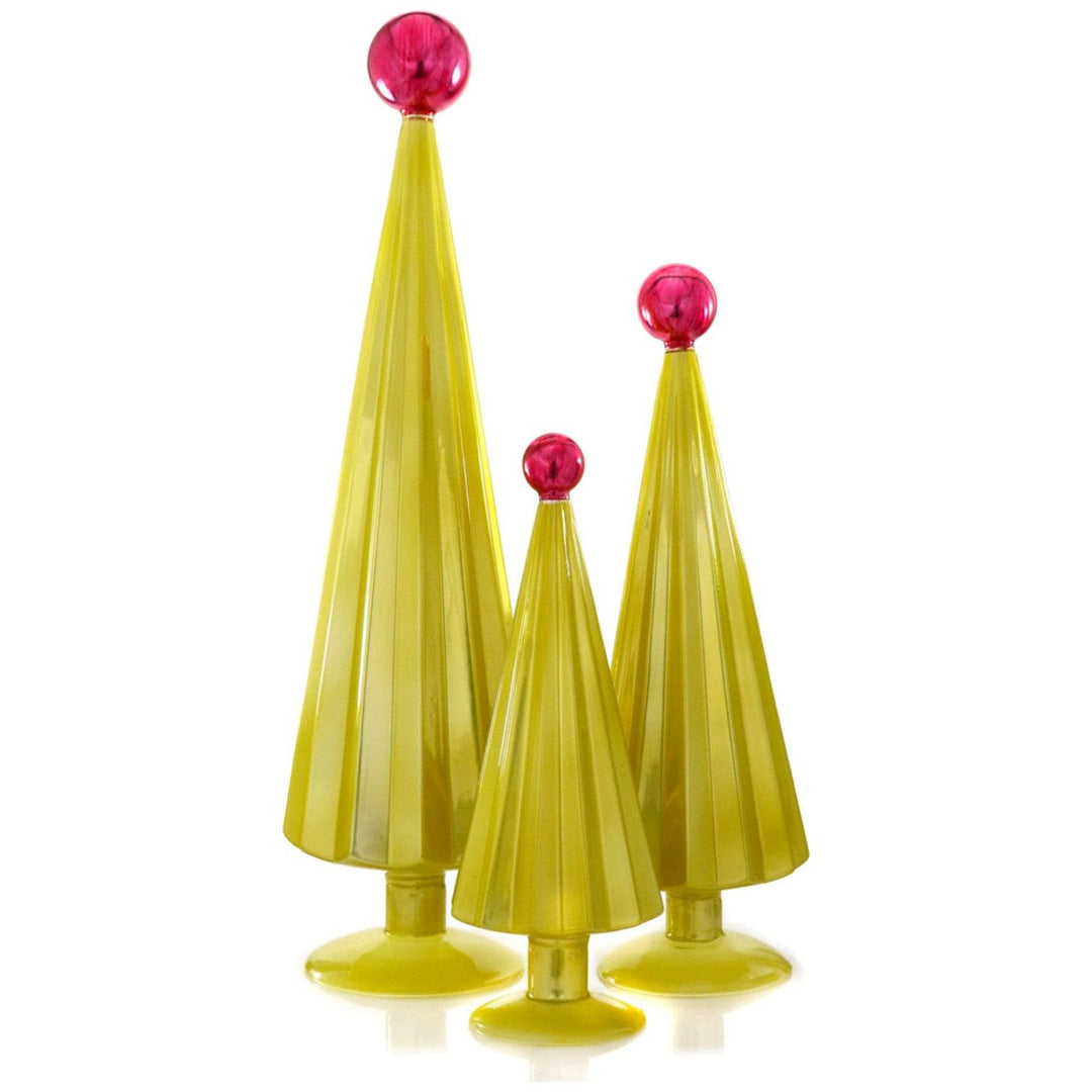 Pleated Tree - Chartreuse Fuchsia Set of 3 - Something Splendid Co.