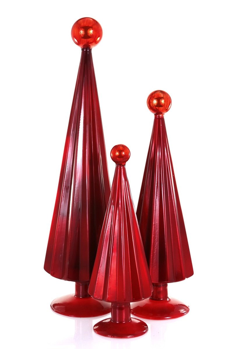 Pleated Trees - Crimson Red, Set of 3 - Something Splendid Co.