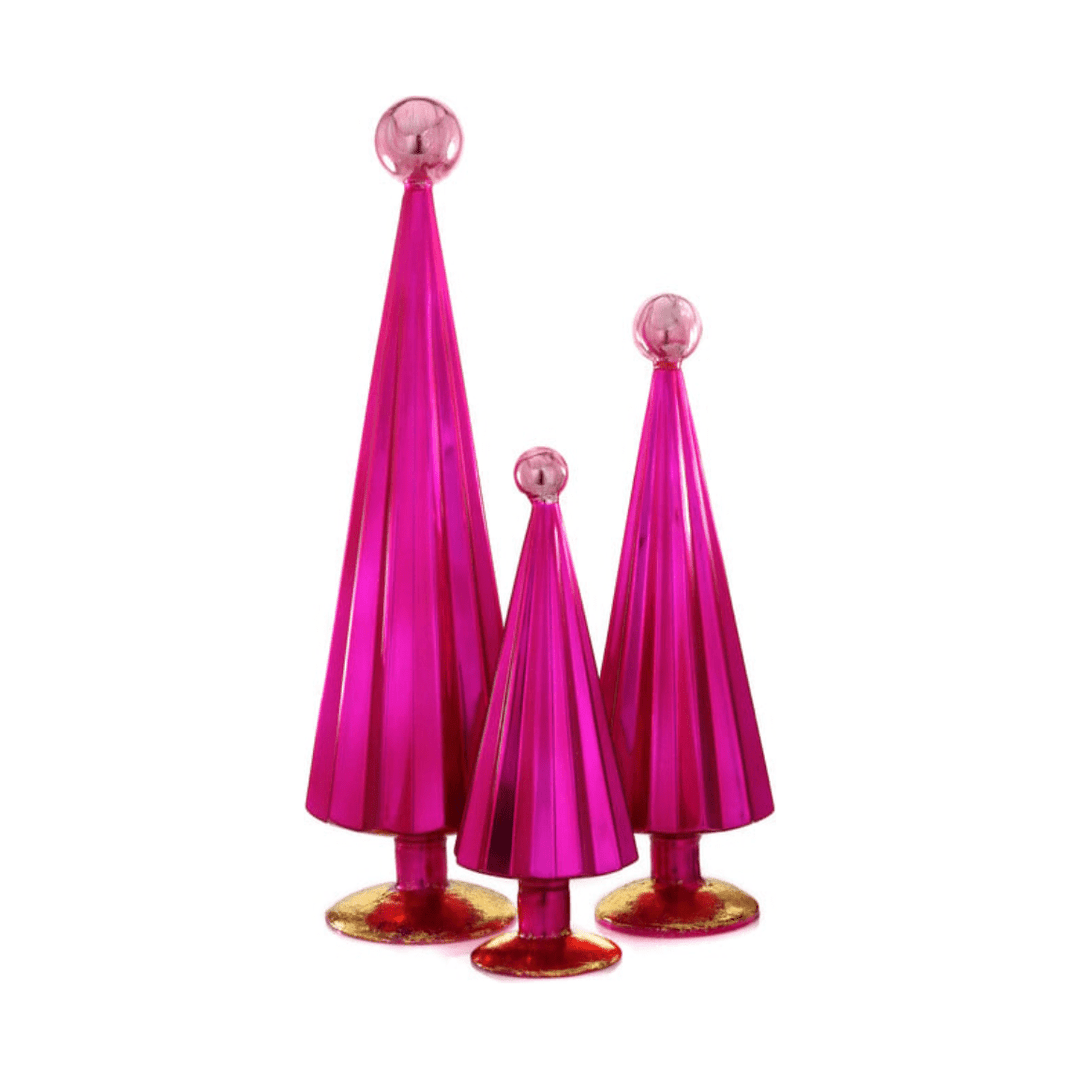 Pleated Trees - Fuchsia Pink Set of 3 - Something Splendid Co.