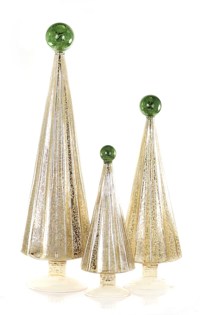 Pleated Trees - Gold & Green, Set of 3 - Something Splendid Co.